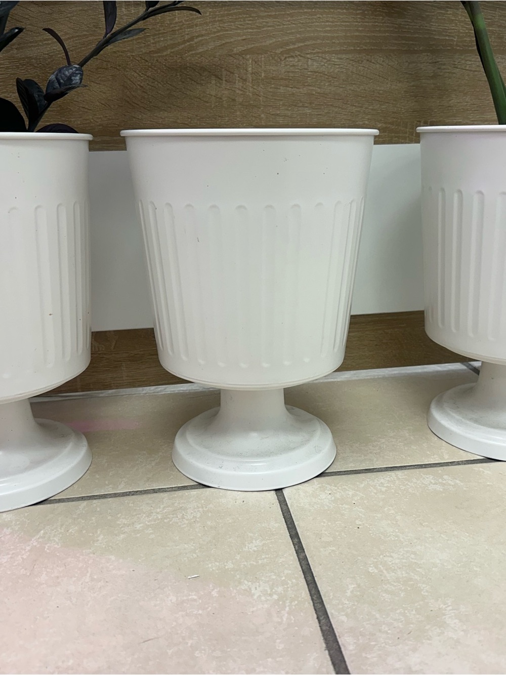 3 White Pedestal Planter Pot